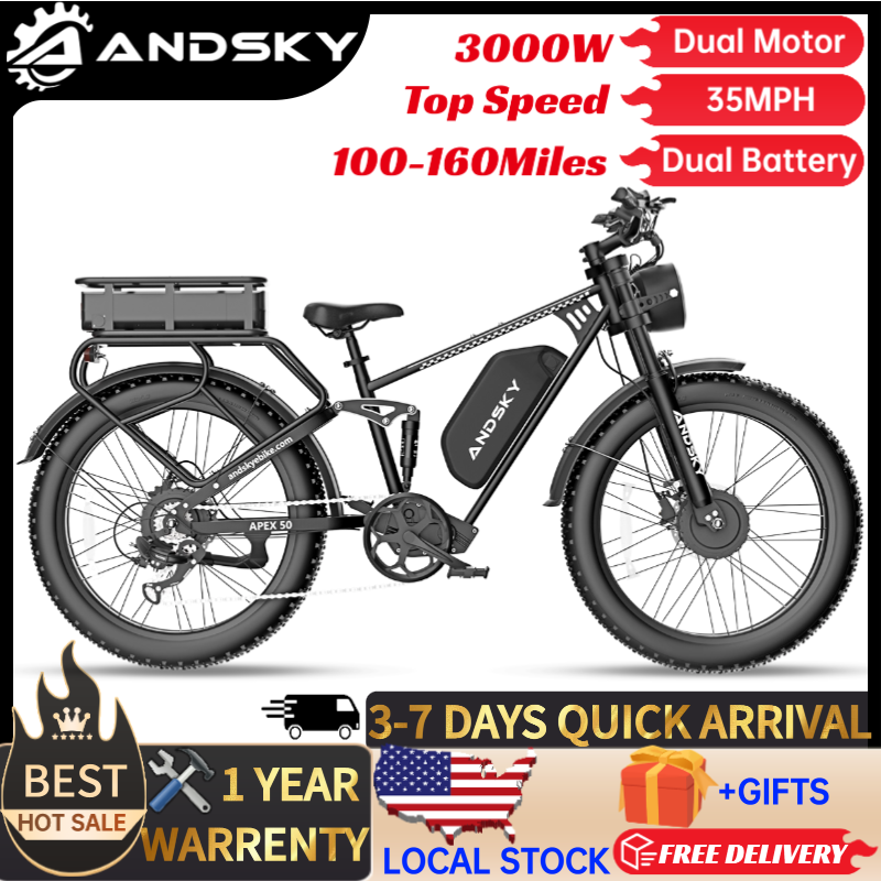 ANDSKY Apex50 AWD電動自転車 3000Wデュ - Mid Drive Motor Kit 52V 1000W のレビューと価格